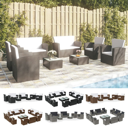 vidaXL Patio Lounge Set Sectional Sofa Set 4 Piece with Cushions Poly Rattan-4