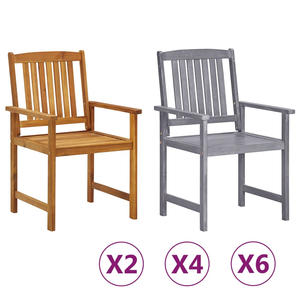 vidaXL Patio Chairs Outdoor Dining Chair for Deck Garden Solid Wood Acacia-5