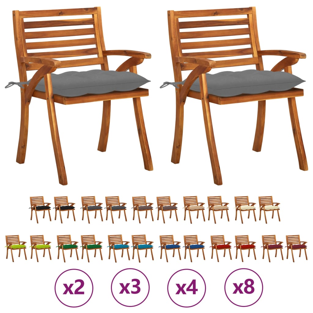 vidaXL Patio Dining Chairs Outdoor Chair for Deck Garden Solid Wood Acacia-5