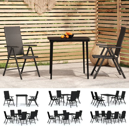 vidaXL Patio Dining Set Black Outdoor Furniture 3/5/7/9 Piece Multi Sizes-2