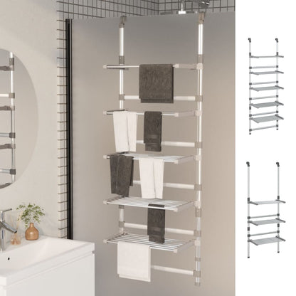 vidaXL Drying Rack Wall Mounted Hanging Clothes Laundry Drying Rack Aluminum-2