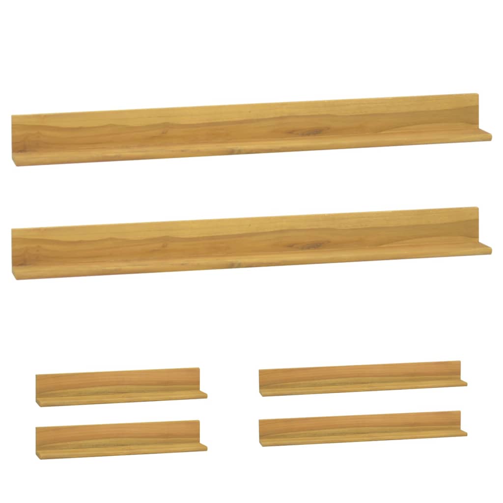 vidaXL Wall Shelves Floating Shelves Display Shelves 2 Pcs Solid Wood Teak-3
