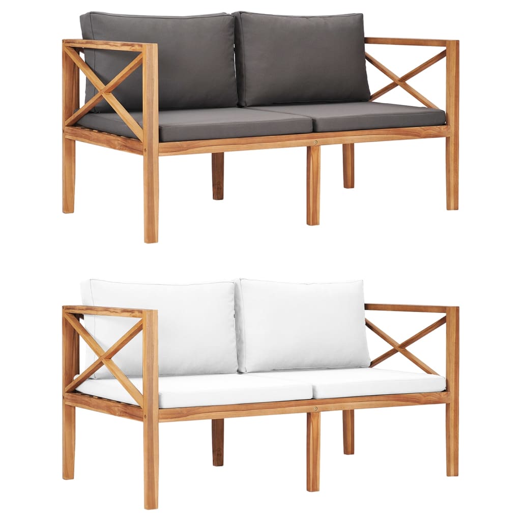 vidaXL Patio Garden Bench Loveseat with Cushions for Backyard Solid Wood Teak-5