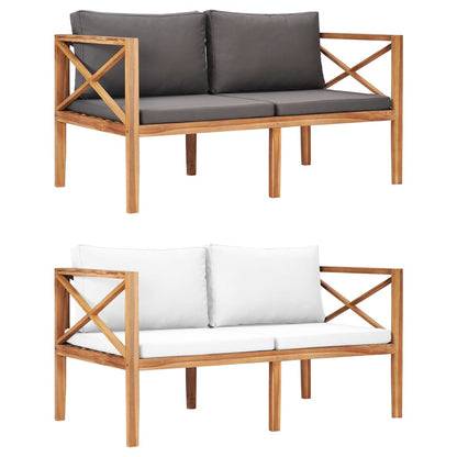 vidaXL Patio Garden Bench Loveseat with Cushions for Backyard Solid Wood Teak-5