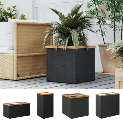vidaXL Planter Decorative Outdoor Patio Plant Pot Flower Box Black Poly Rattan-4