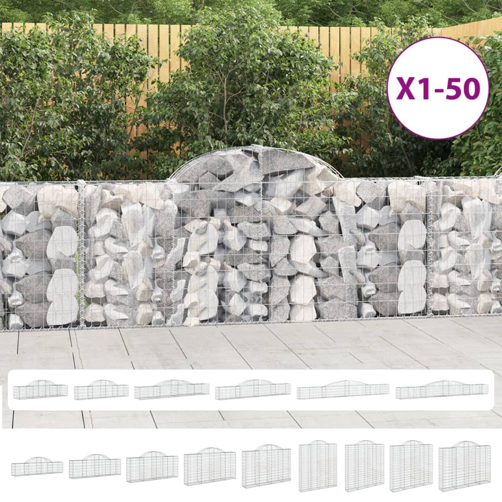 vidaXL Arched Gabion Basket 78.7"x19.7"x15.7"/23.6" Galvanized Iron-1