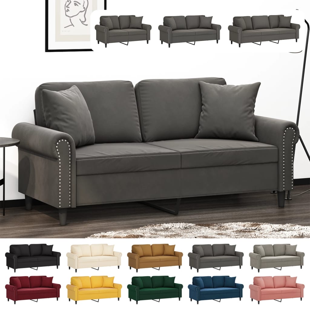 vidaXL Sofa Sectional Couch with Pillows and Cushions for Living Room Velvet-1