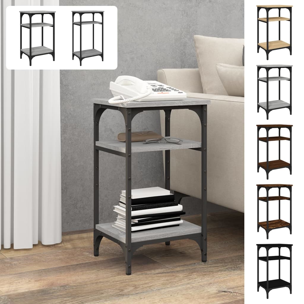 vidaXL Side Table Smoked Oak 15.7"x11.8"x29.5" Engineered Wood-2