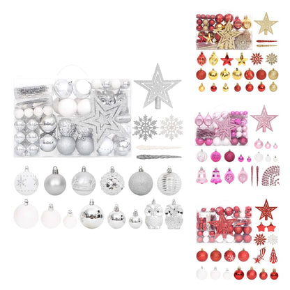 vidaXL Christmas Bauble Set Christmas Ball Ornament Decor Bauble 108 Piece-5