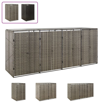 vidaXL Bin Store Outdoor Trash Can Storage Single Wheelie Bin Shed Poly Rattan-5