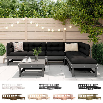 vidaXL Patio Lounge Set Outdoor Garden Furniture Set 7 Piece Solid Wood Pine-1