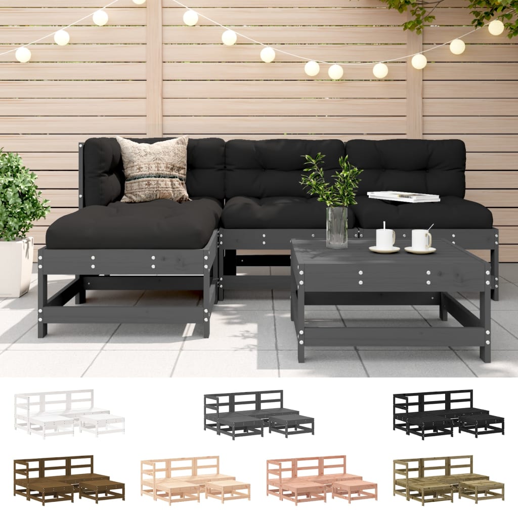 vidaXL Patio Lounge Set Outdoor Garden Furniture Set 5 Piece Solid Wood Pine-1