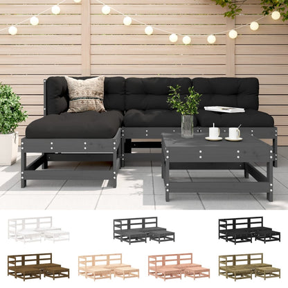 vidaXL Patio Lounge Set Outdoor Garden Furniture Set 5 Piece Solid Wood Pine-1