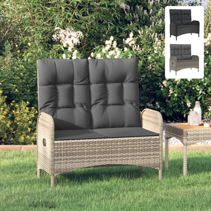 vidaXL Patio Bench Outdoor Reclining Dining Bench with Cushions Poly Rattan-2