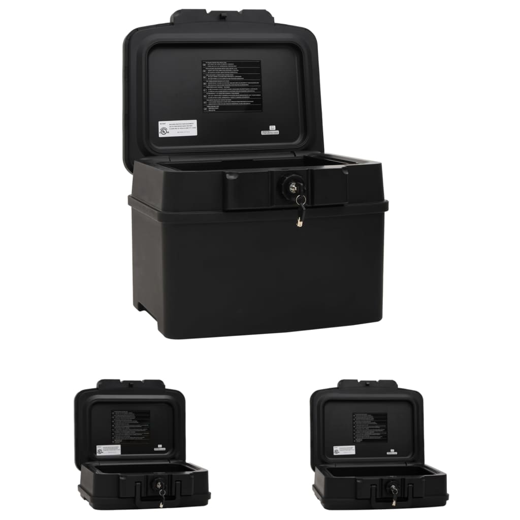 vidaXL Safe Box Waterproof Fireproof Safety Deposit Box with Key Lock Black-5