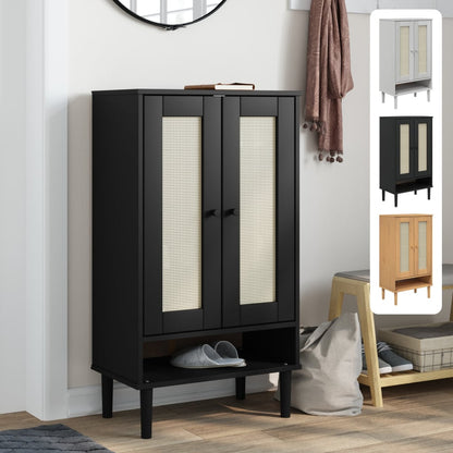 vidaXL Shoe Cabinet Accent Storage Organizer SENJA Rattan Look Solid Wood-1