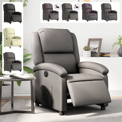 vidaXL Massage Recliner Chair Black Real Leather-1
