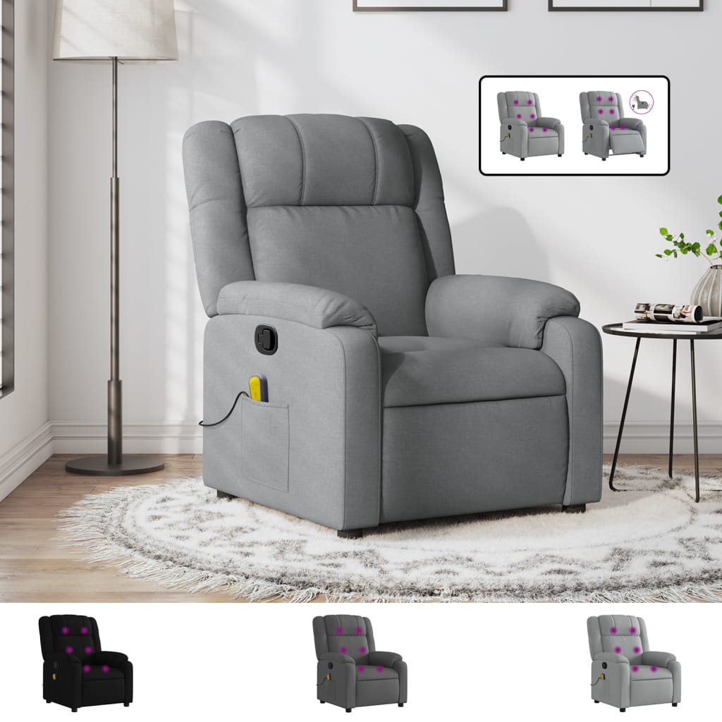 vidaXL Massage Recliner Chair Dark Gray Fabric-1