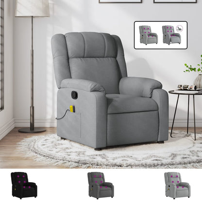 vidaXL Massage Recliner Chair Dark Gray Fabric-1