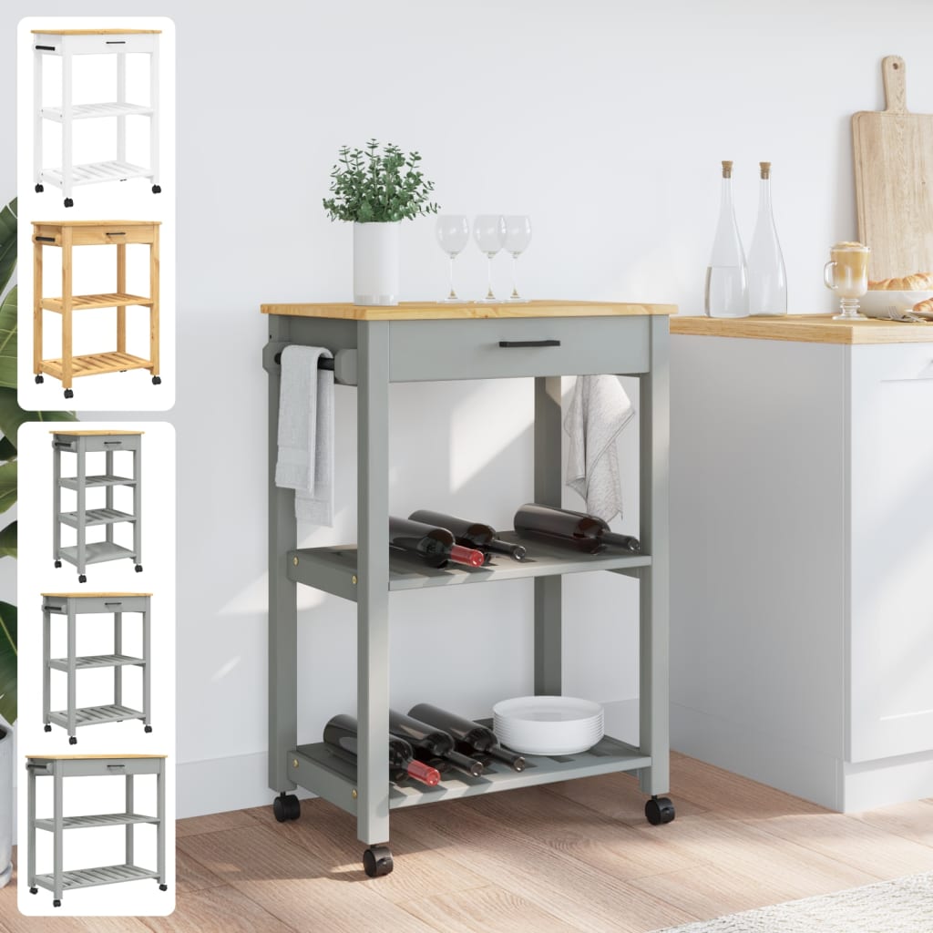 vidaXL Kitchen Trolley Rolling Cart on Wheels Living Room Solid Wood Pine-0