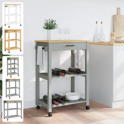 vidaXL Kitchen Trolley Rolling Cart on Wheels Living Room Solid Wood Pine-0