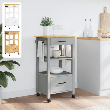 vidaXL Kitchen Trolley Rolling Cart on Wheels Living Room Solid Wood Pine-0
