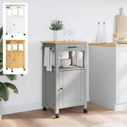 vidaXL Kitchen Trolley Rolling Cart on Wheels Living Room Solid Wood Pine-0
