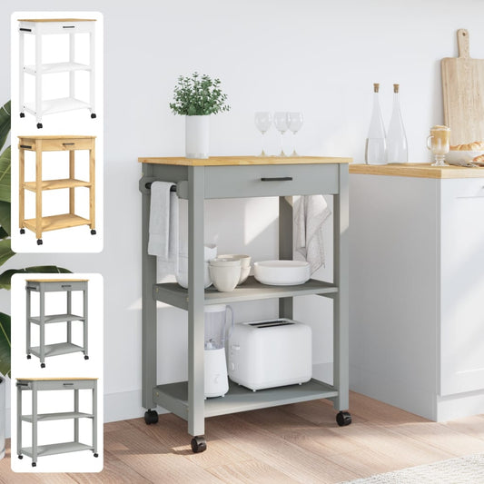 vidaXL Kitchen Trolley Rolling Cart on Wheels Living Room Solid Wood Pine-0