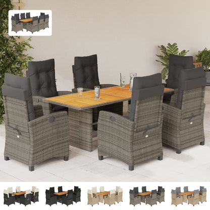 vidaXL 9 Piece Patio Dining Set with Cushions Black Poly Rattan-1