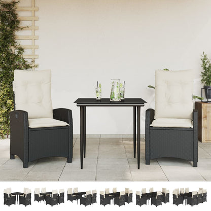 vidaXL 5 Piece Patio Dining Set with Cushions Black Poly Rattan-1