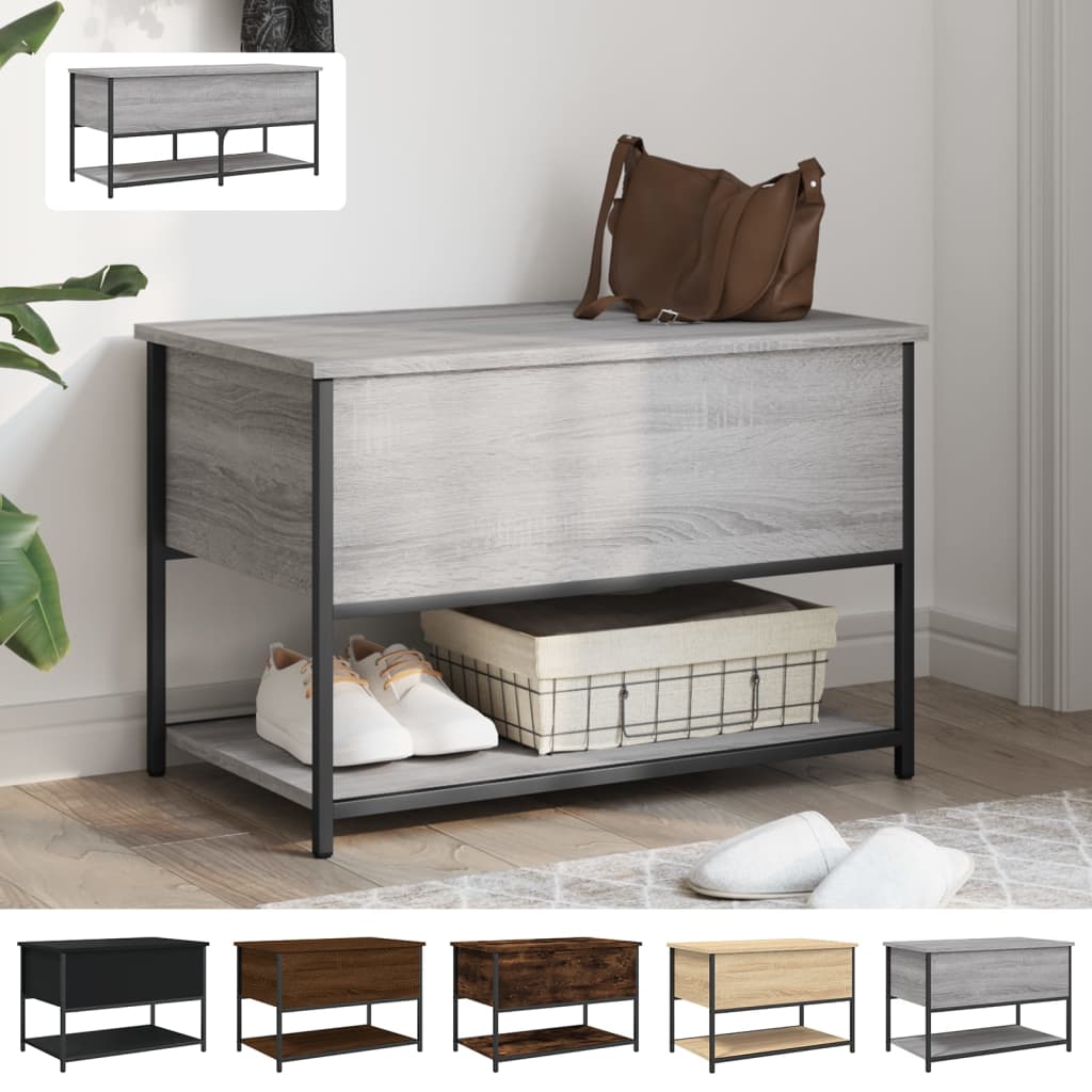 vidaXL Storage Bench Hallway Seat Bench Furniture with Shelf Engineered Wood-2