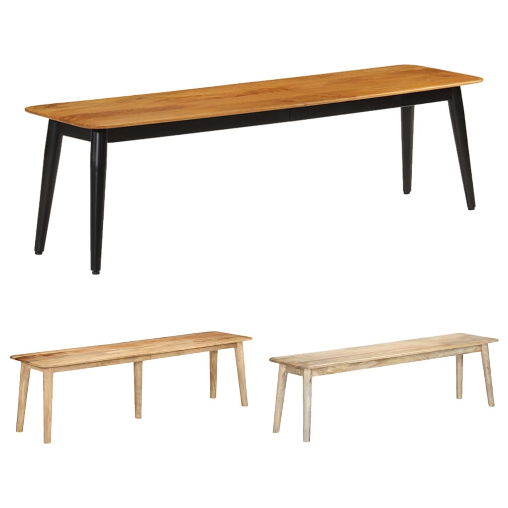 vidaXL Bench Wooden Dining Hallway Entryway Bench Furniture Solid Wood Mango-5