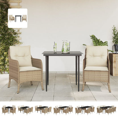 vidaXL 5 Piece Patio Dining Set with Cushions Beige Poly Rattan-1