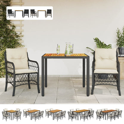 vidaXL Bistro Set with Cushions Outdoor Garden Furniture 3 Piece Poly Rattan-4