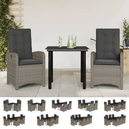 vidaXL 5 Piece Patio Dining Set with Cushions Gray Poly Rattan-1