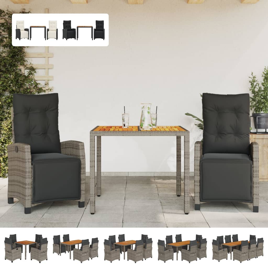 vidaXL Patio Dining Set with Cushions Outdoor Garden Furniture Poly Rattan-0