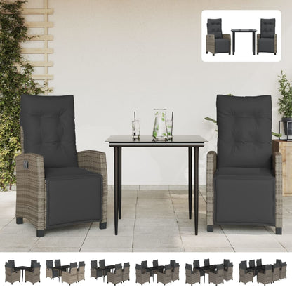 vidaXL 5 Piece Patio Dining Set with Cushions Gray Poly Rattan-1