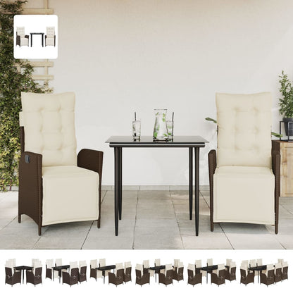 vidaXL 5 Piece Patio Dining Set with Cushions Brown Poly Rattan-1