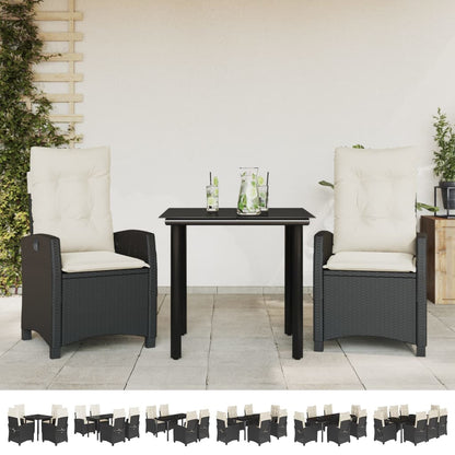 vidaXL 5 Piece Patio Dining Set with Cushions Black Poly Rattan-1