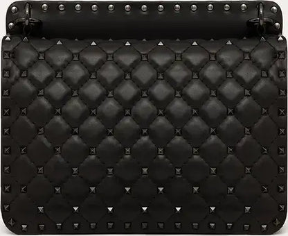 Black Nappa leather Valentino Garavani Spike Bag with silver stud embellishments