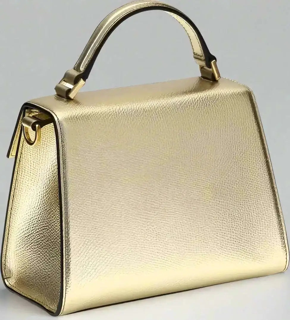 Valentino Garavani metallic garnet mini handbag with gold textured leather top handle