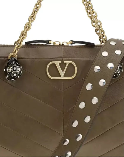 Valentino Garavani Panthea Bag in olive green nappa leather with quilted design and gold hardware