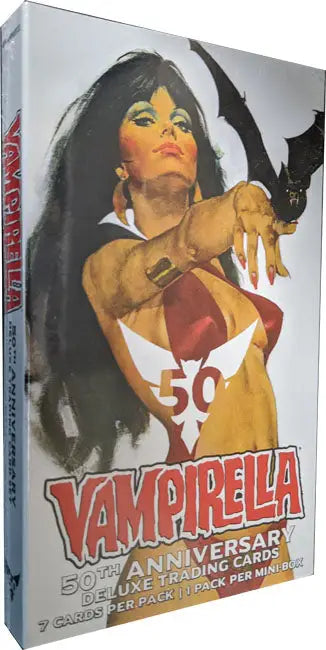 Vampirella 50th Anniversary Deluxe Ultra Premium Trading Card Pack featuring collectible artwork