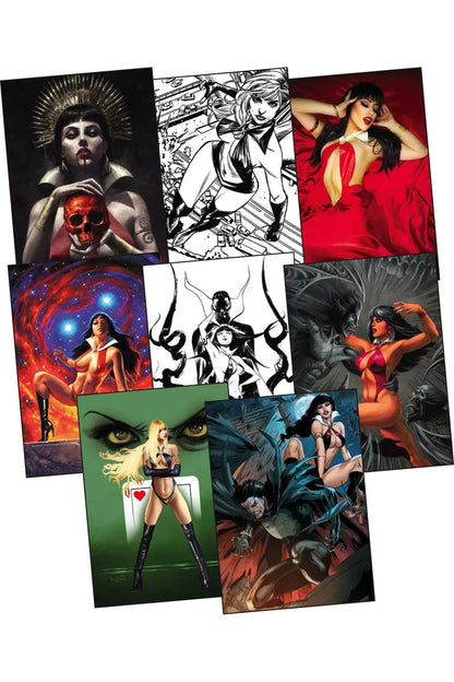 Collection of Vampirella Unholy Deluxe Ultra-Premium Trading Cards line art images