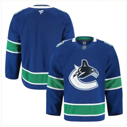 Blue Vancouver Canucks Home Authentic Pro Jersey with green and white stripes
