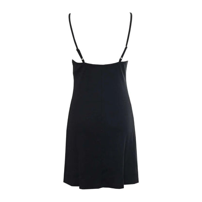 Vans black slip dress with adjustable spaghetti straps and center logo design