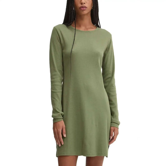 Olive green long-sleeve knit mini dress for Vans womens green collection