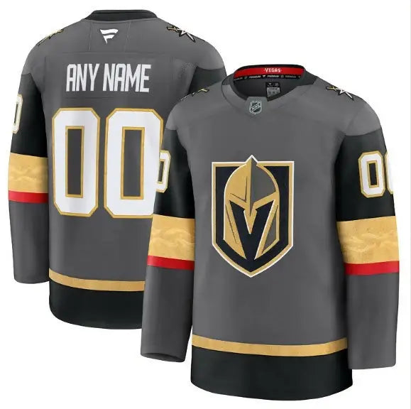 Vegas Golden Knights home premium gray jerseys with team logo and customizable name and number