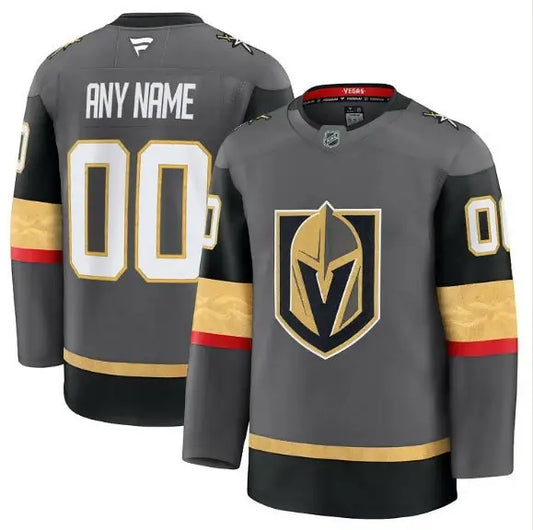 Vegas Golden Knights home premium gray jerseys with team logo and customizable name and number