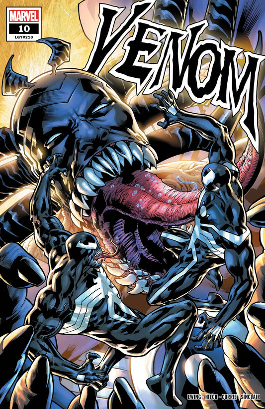 Venom #10 comic book cover featuring the symbiote with sharp teeth and long tongue
